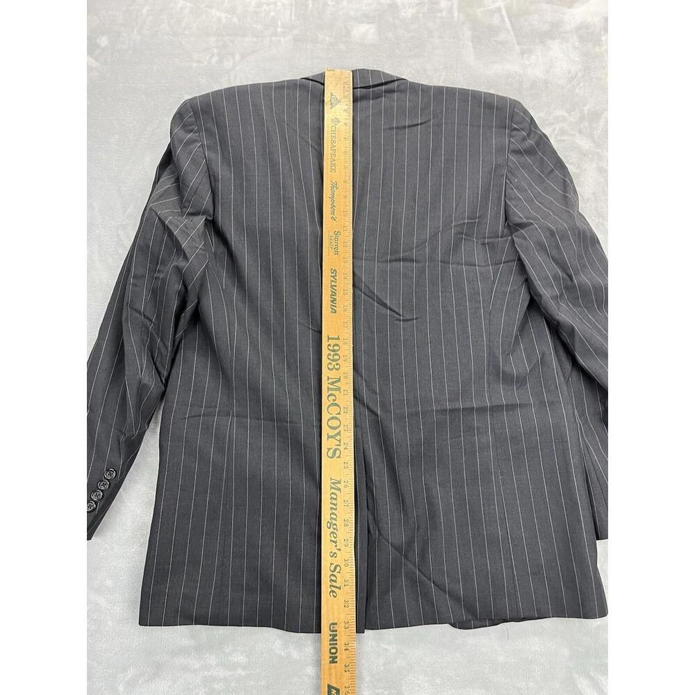 Vtg Burberrys Suit Jacket Men's 42 Regular Black Stripe Pure Wool 2 Button - Picture 10 of 14